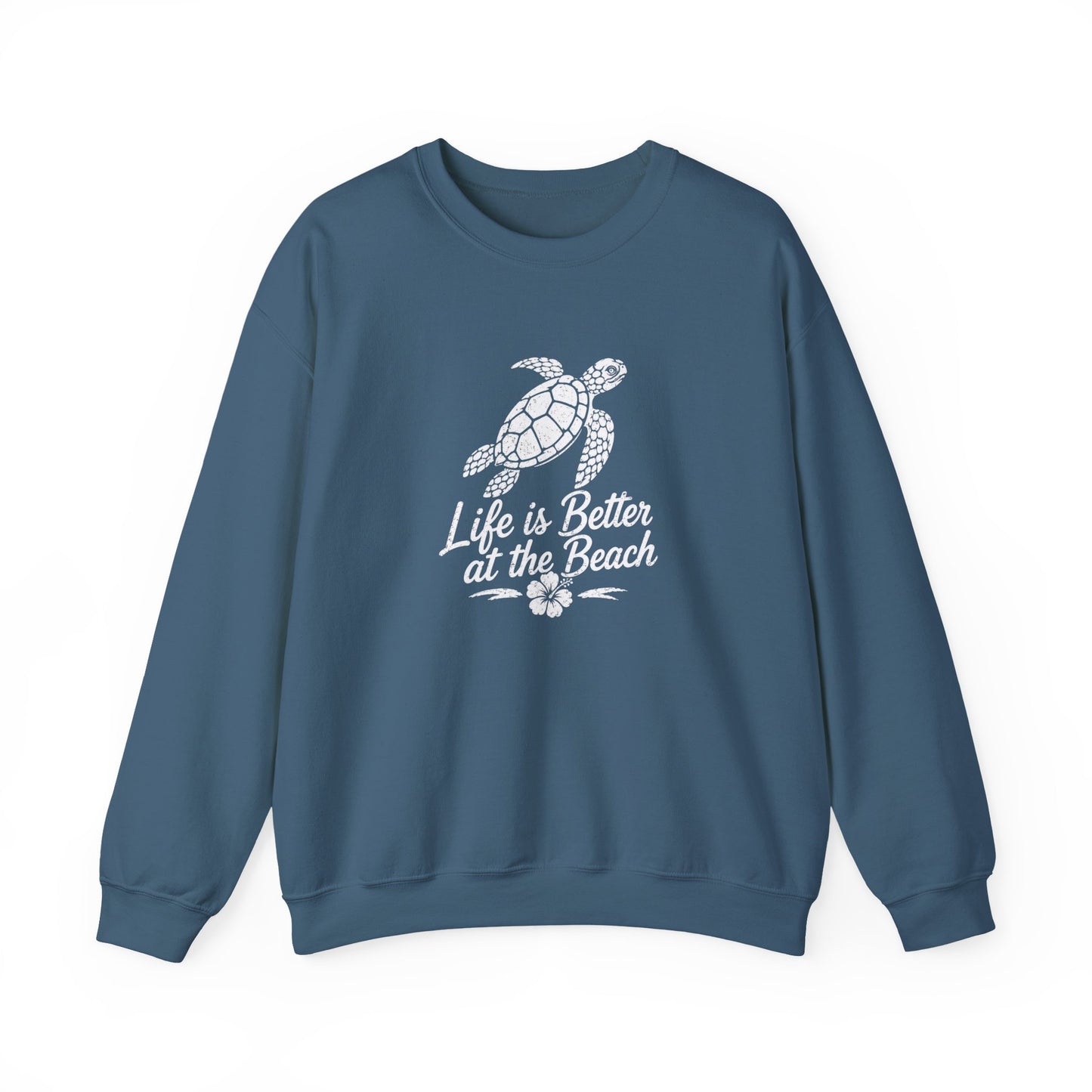 Beach Turtle Crewneck Sweatshirt — "Life is Better at the Beach"