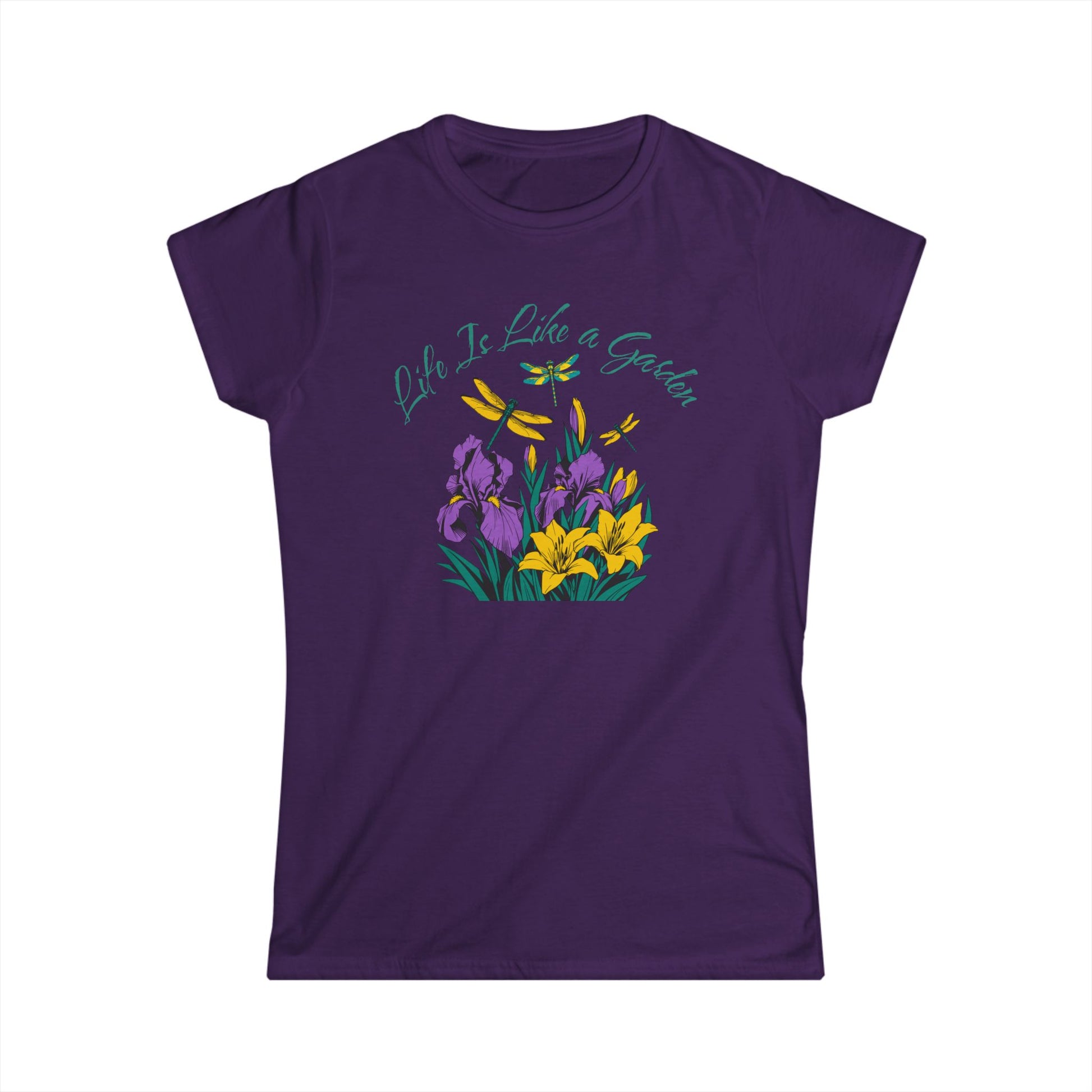 Women’s Floral Tee "Life Is Like a Garden" Iris & Crocus Spring Shirt at Caribbean Rays