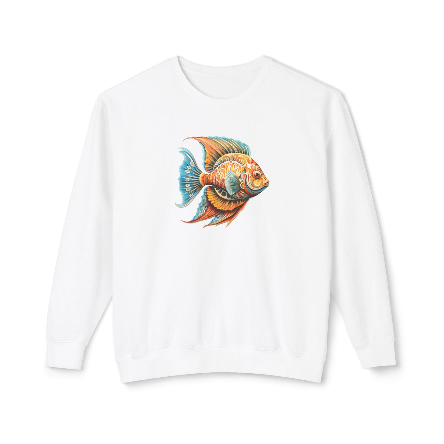 Beach Club Vibrant Fish Art Unisex Lightweight Crewneck Sweatshirt