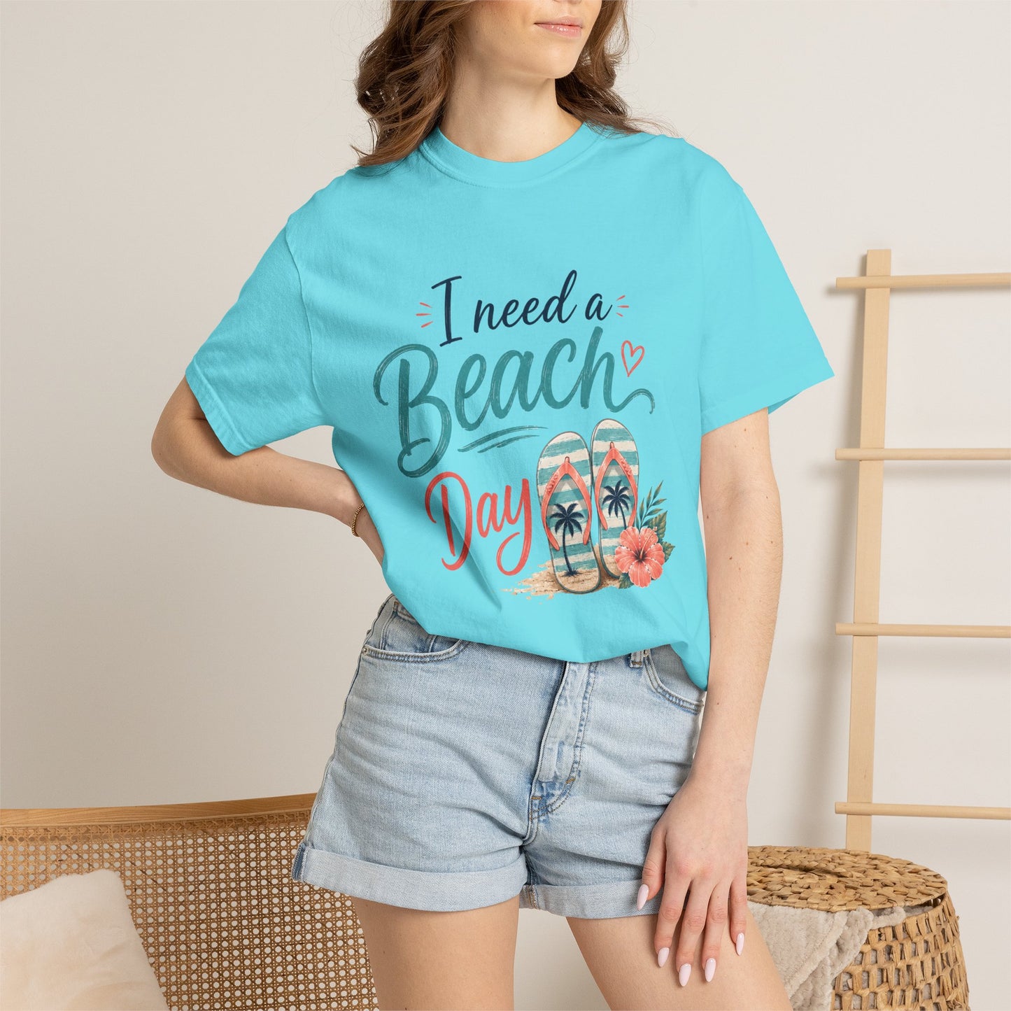 I Need a Beach Day T-Shirt – Women’s Summer Flip Flop Tropical Tee