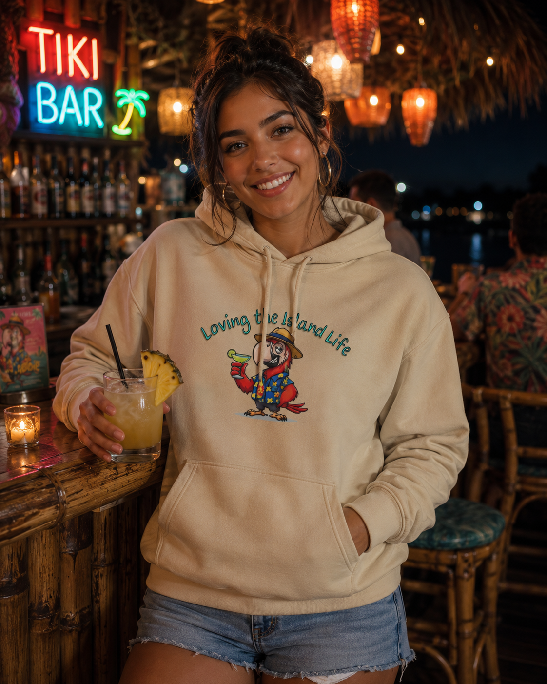Loving the Island Life Hoodie — Tropical Beach Vacation Pullover