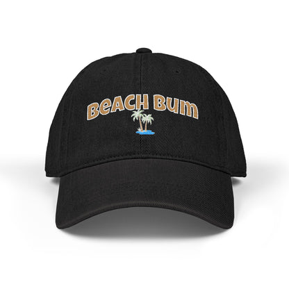 Beach Bum Embroidered Denim Hat — Casual Palm Tree Cap