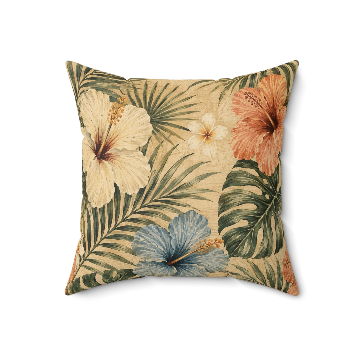 Tropical Leaves Spun Polyester Square Pillow