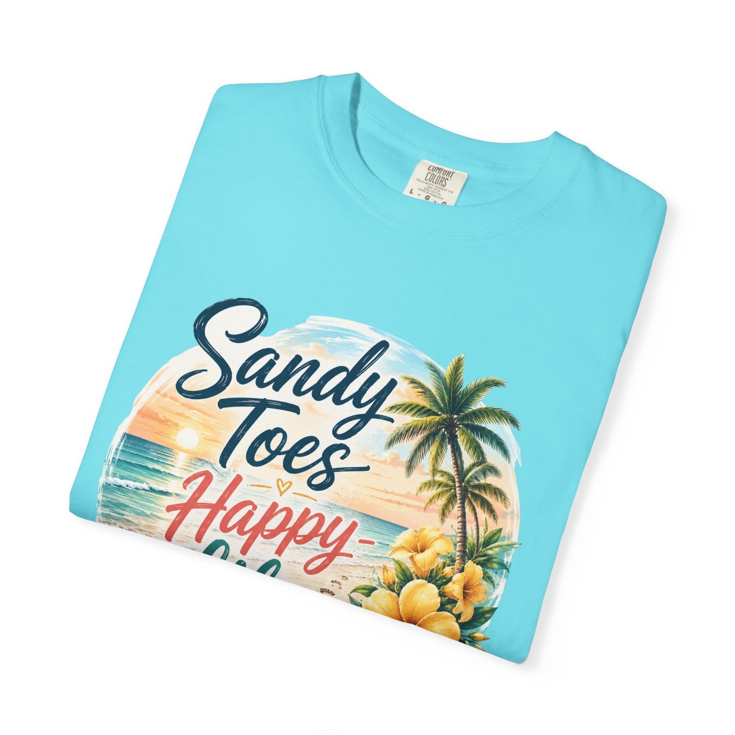 Sandy Toes Happy Life T-Shirt — Tropical Beach Vacation Tee