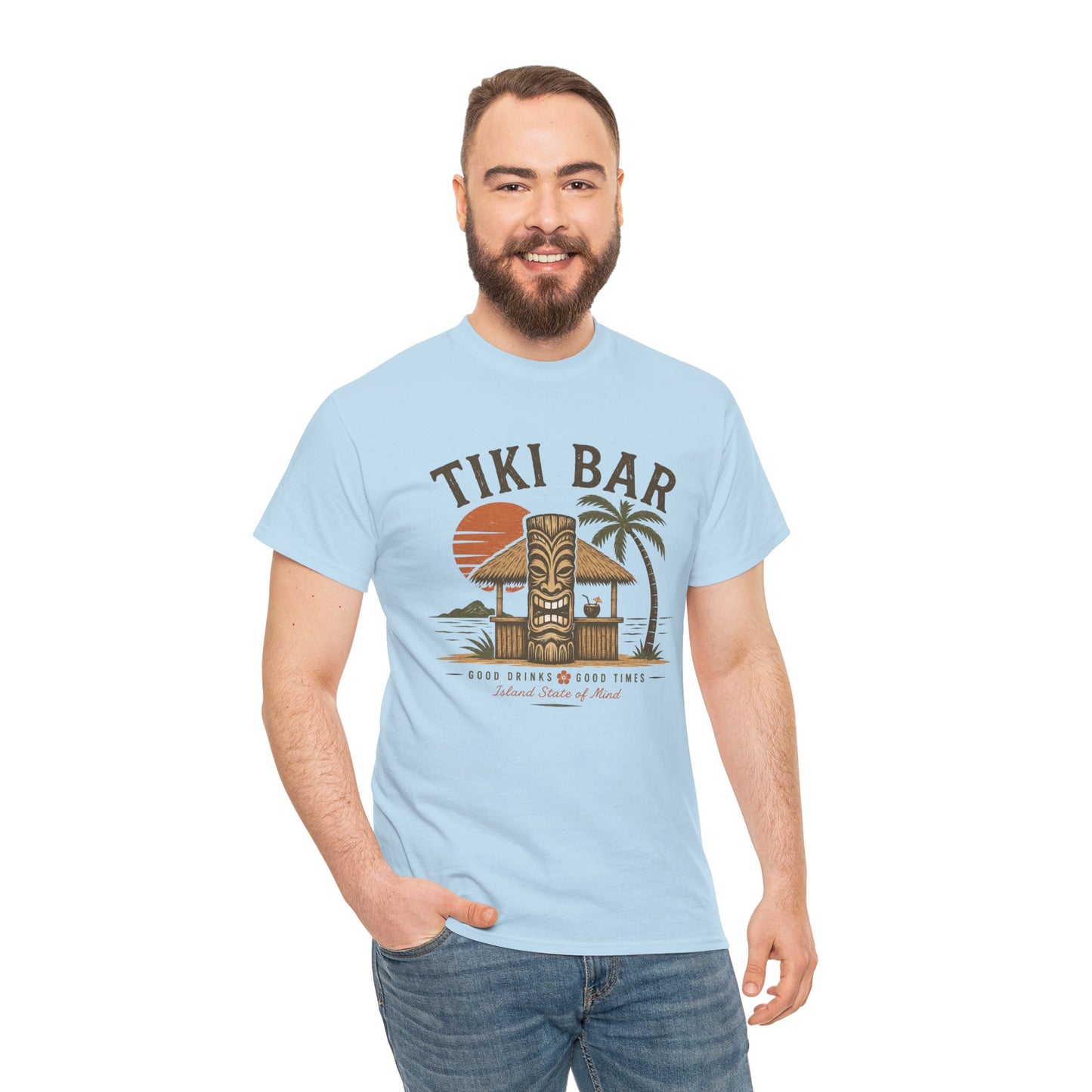 Tiki Bar Vintage Sunset Tee — Tropical Luau Beach Shirt
