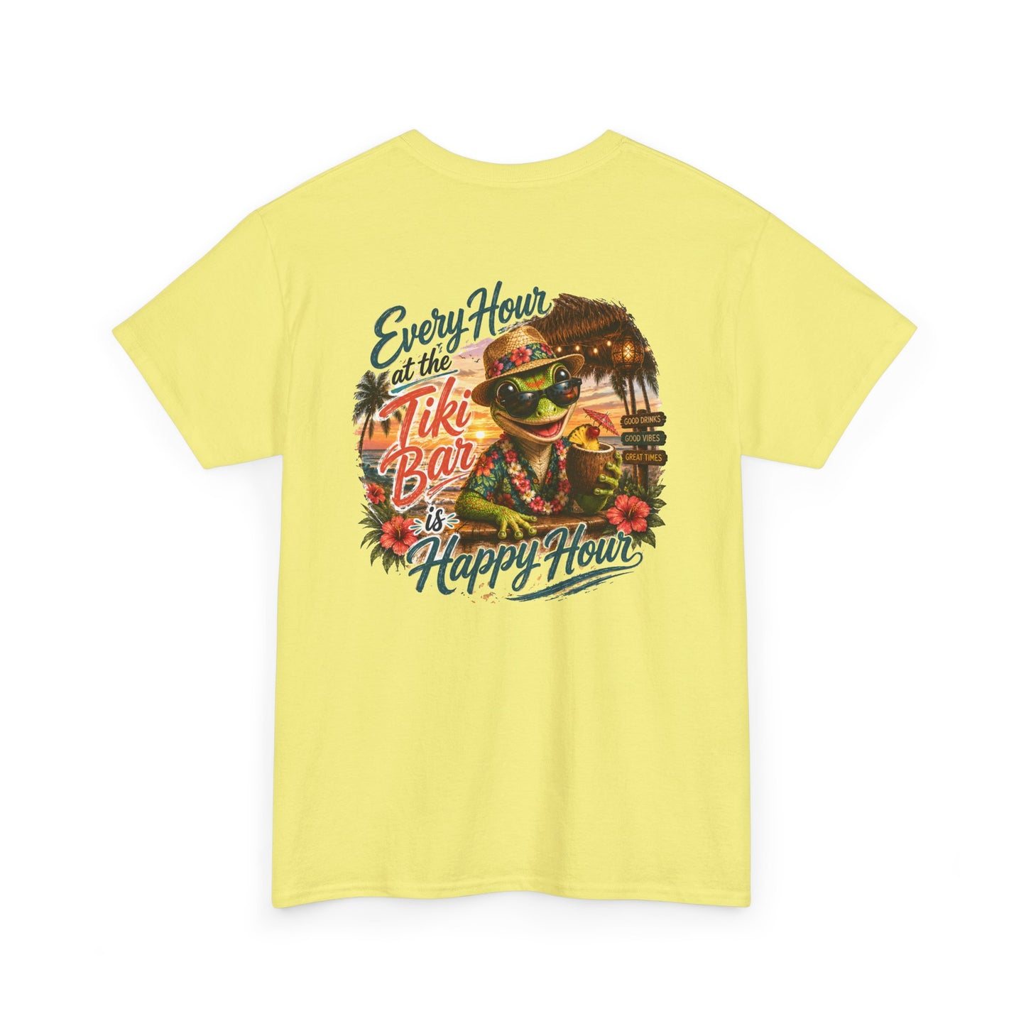 T-Shirt - "Every Hour at the Tiki Bar is Happy Hour" Vintage Tropical Tee