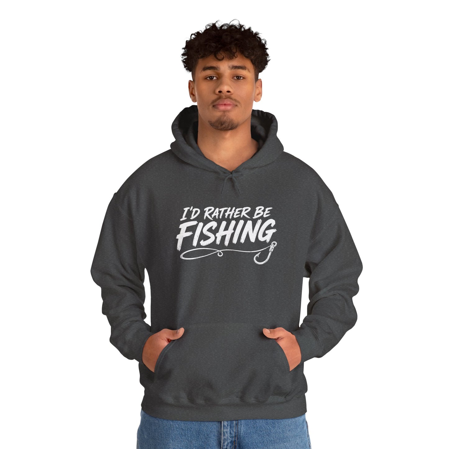 Fishing Hoodie – "I'd Rather Be Fishing" Graphic Pullover for Anglers
