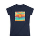 Navy blue t-shirt with sunset graphic and 'I Live for Sunsets' text on a white background