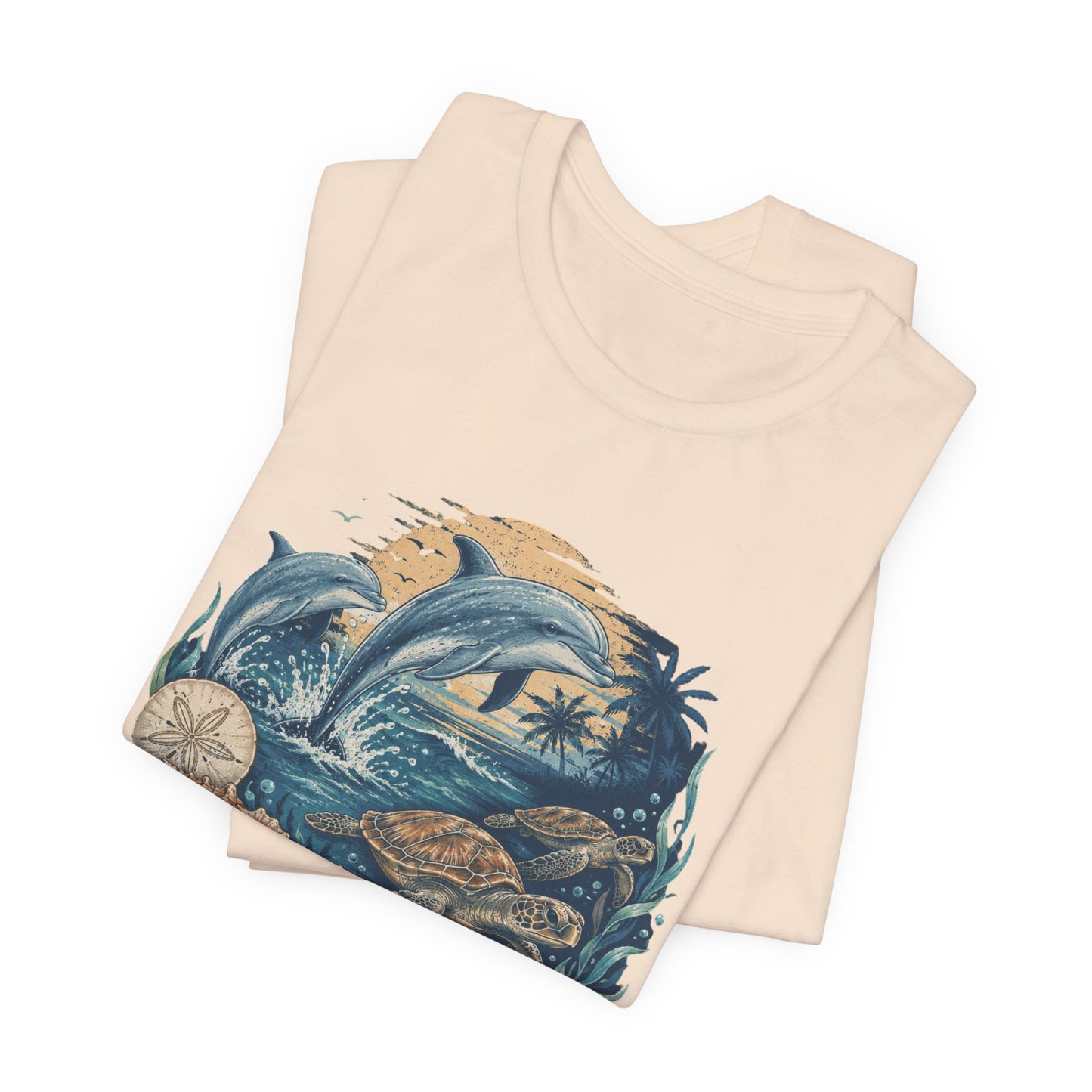 Ocean Life Tee — Vintage Dolphin & Seashell Beach Shirt