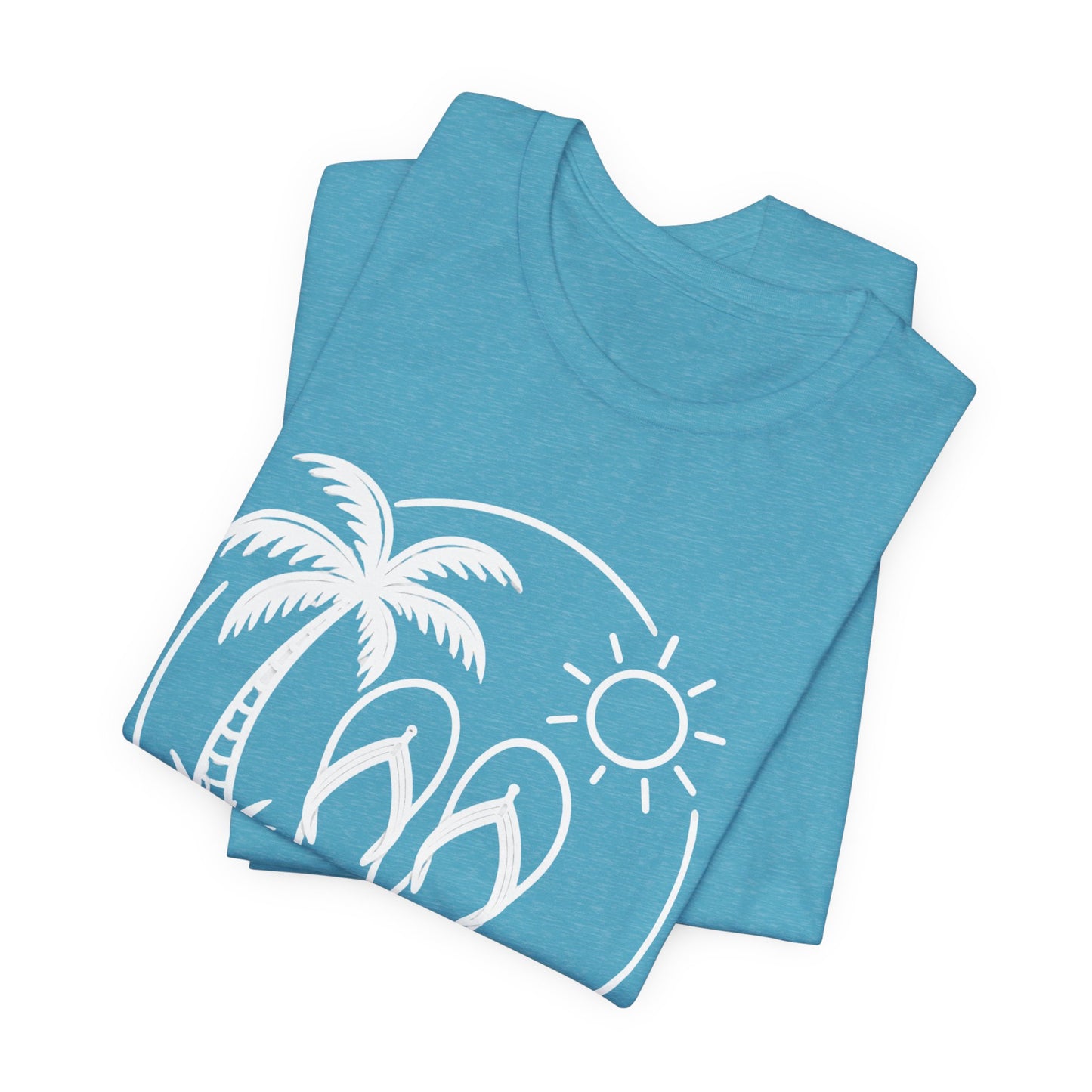 Beach Flip Flop Palm Circle Graphic Tee