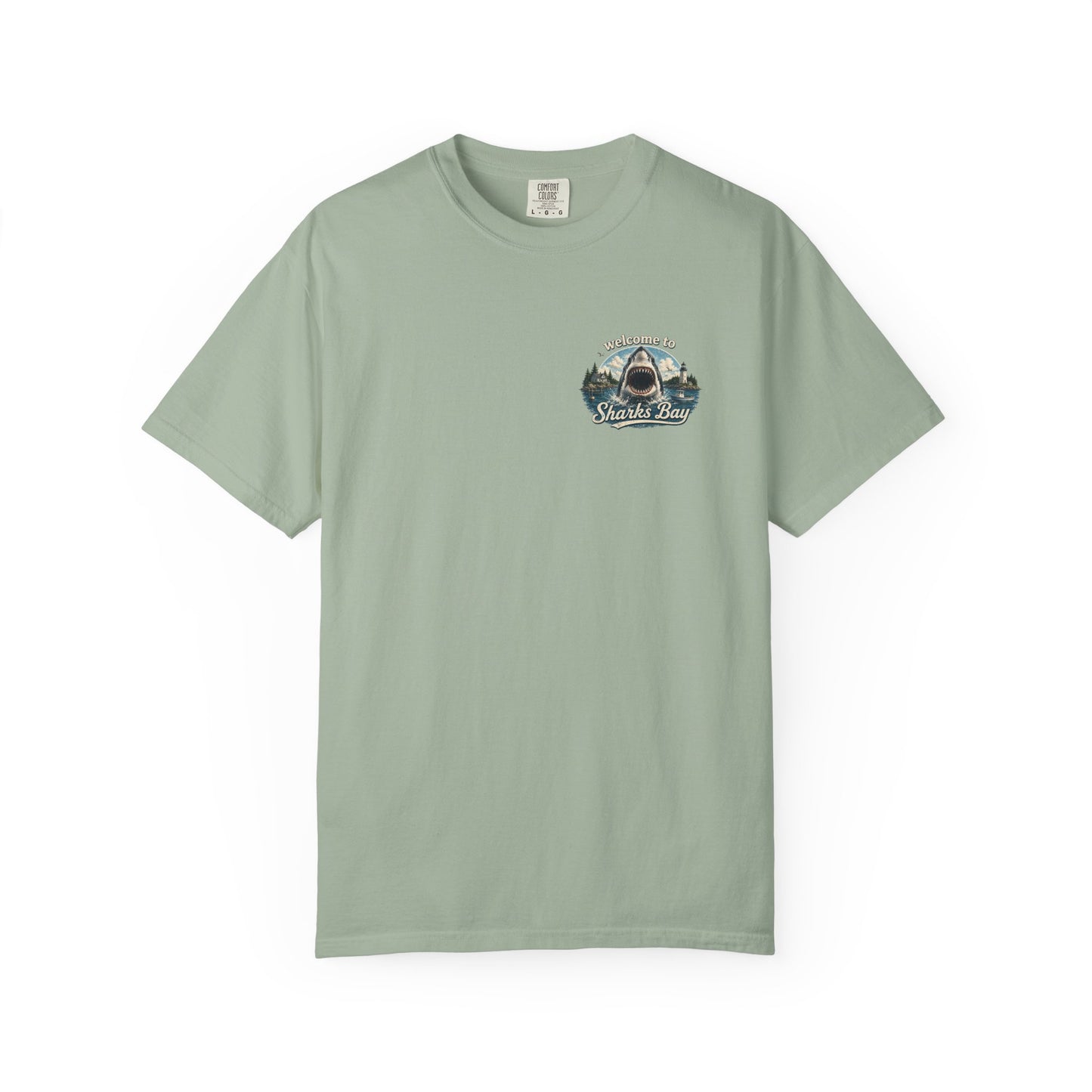 Sharks Bay T-Shirt — "Welcome to Sharks Bay" Vintage Shark Graphic Tee