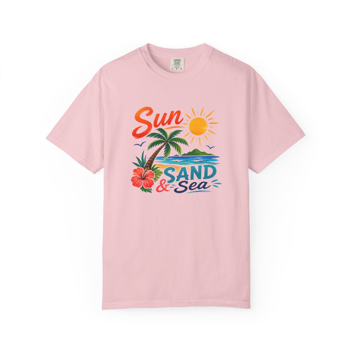 Sun, Sand & Sea T-Shirt – Tropical Beach Palm Tree Graphic Tee