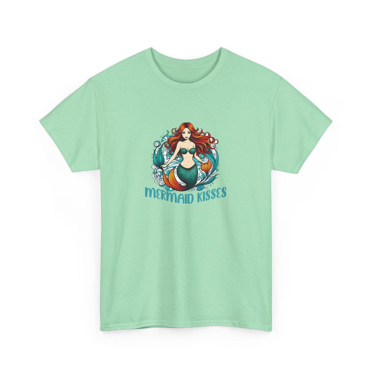 Mermaid Kisses Unisex Heavy Cotton Tee – Fun, Relaxed Vibe for Ocean Lovers
