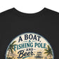 T-Shirt — "A Boat, Fishing Pole and Beer" Vintage Fishing Graphic Tee