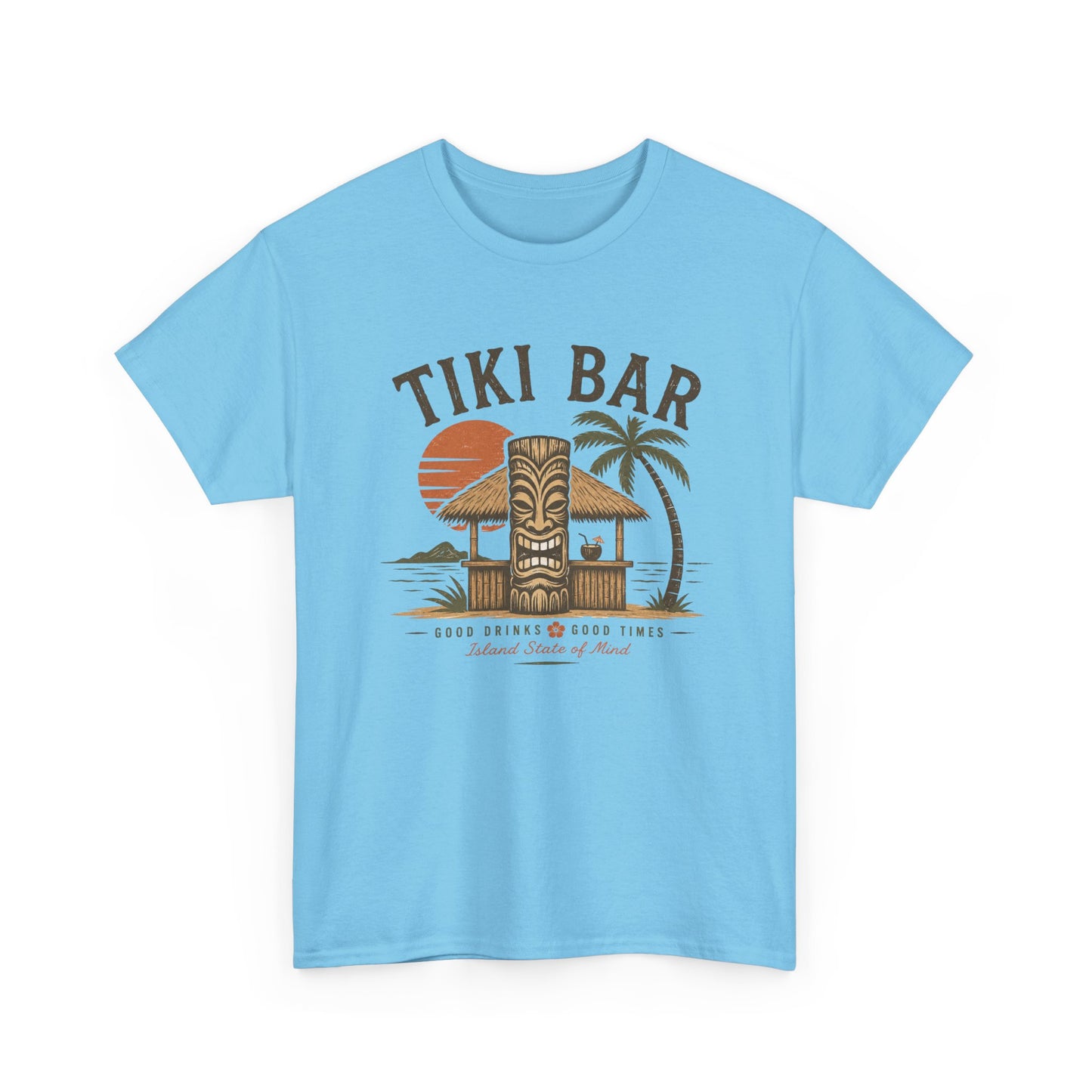 Tiki Bar Vintage Sunset Tee — Tropical Luau Beach Shirt