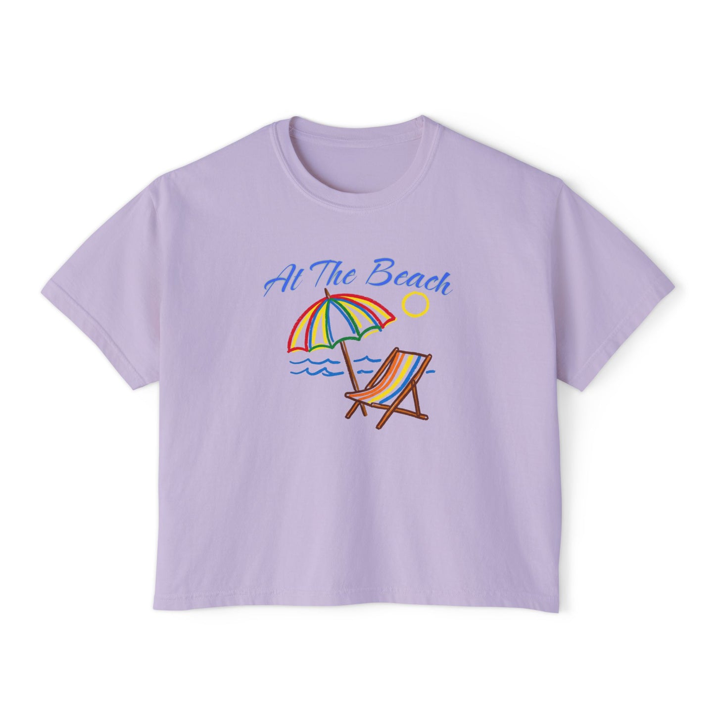 All The Beach Women's Boxy Tee – Beach Umbrella & Chair Summer Shirt