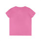 Pink short-sleeve V-neck T-shirt, plain front.