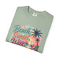 Beach Sunset Wine T-Shirt — "Beach, Sunset, Wine, Perfect Day" Tropical Graphic Tee