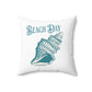 Beach Day Aqua Conch Shell Spun Polyester Square Pillow - Caribbean Rays