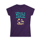 Purple t-shirt with 'I Have a Beachy Attitude' text and beach graphics on a white background