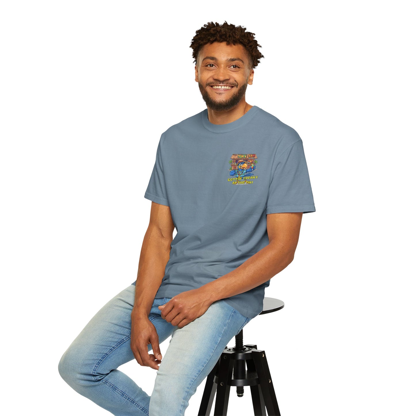 Gettin' Freaky at the Tiki Dancing Parrot Comfort Colors T-shirt