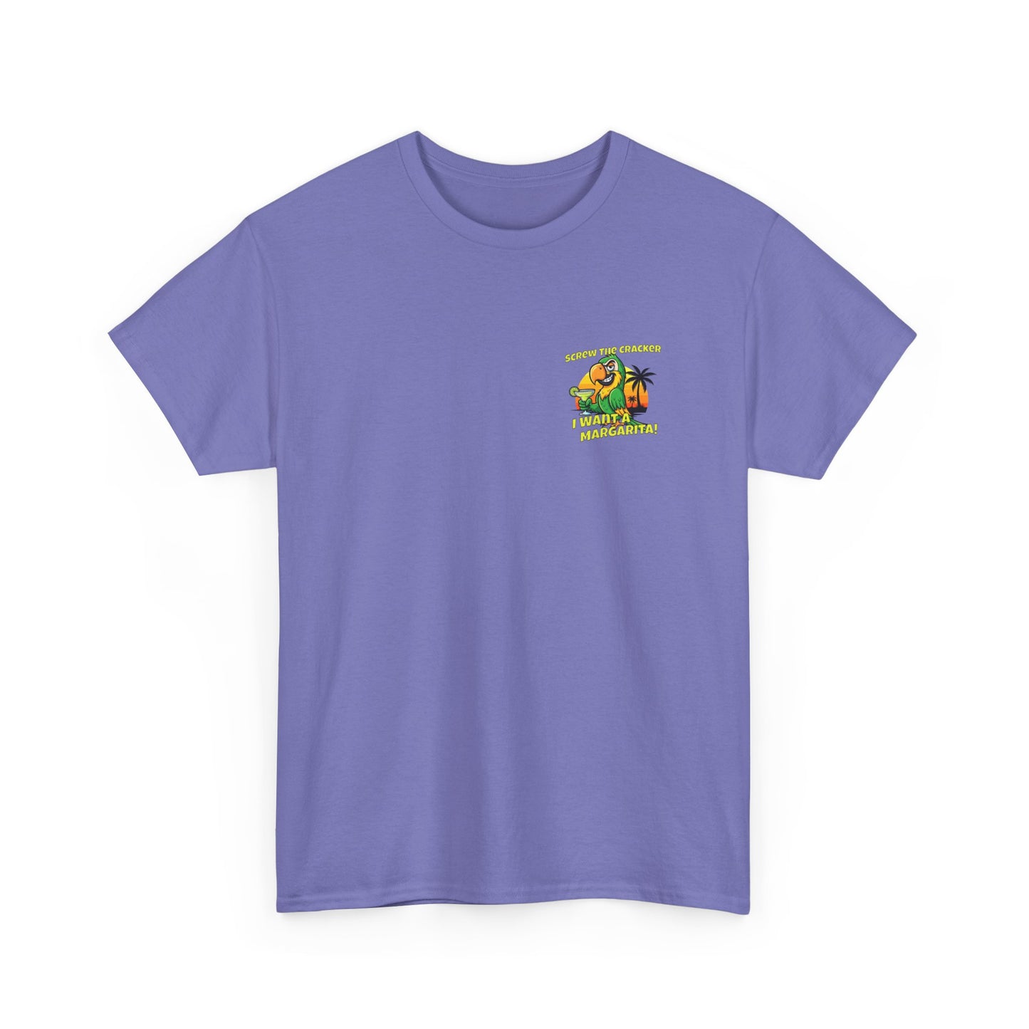 Screw the Cracker I Want a Margarita" T-Shirt Tropical Parrot Cocktail Tee