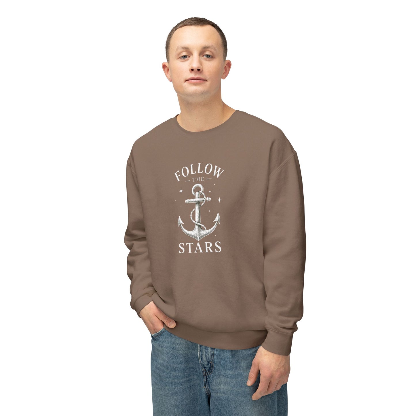 Anchor 'Follow the Stars' Crewneck Sweatshirt — Nautical Vintage Anchor Graphic