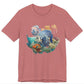 Pink t-shirt with a colorful fish and coral design on a white background by Caribbean Rays