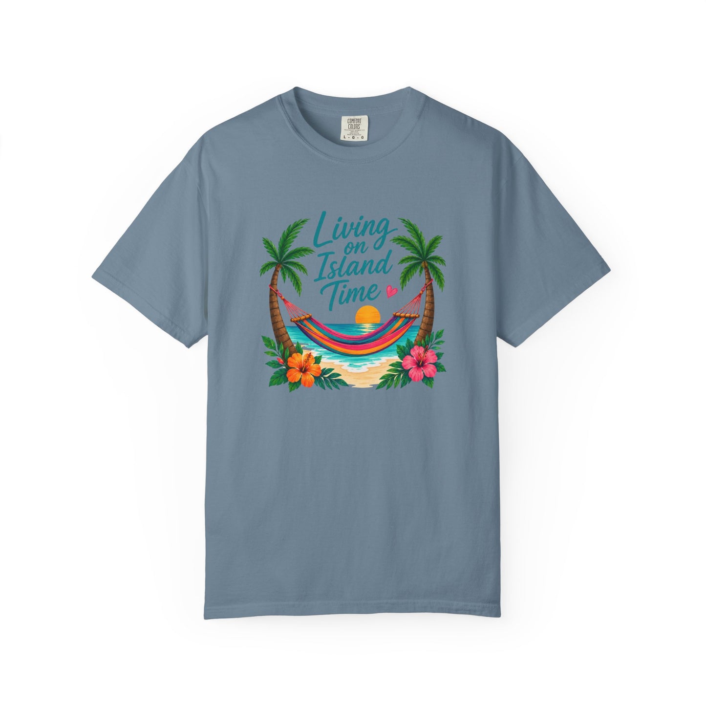 Island Time T-Shirt — "Living on Island Time" Tropical Hammock Tee