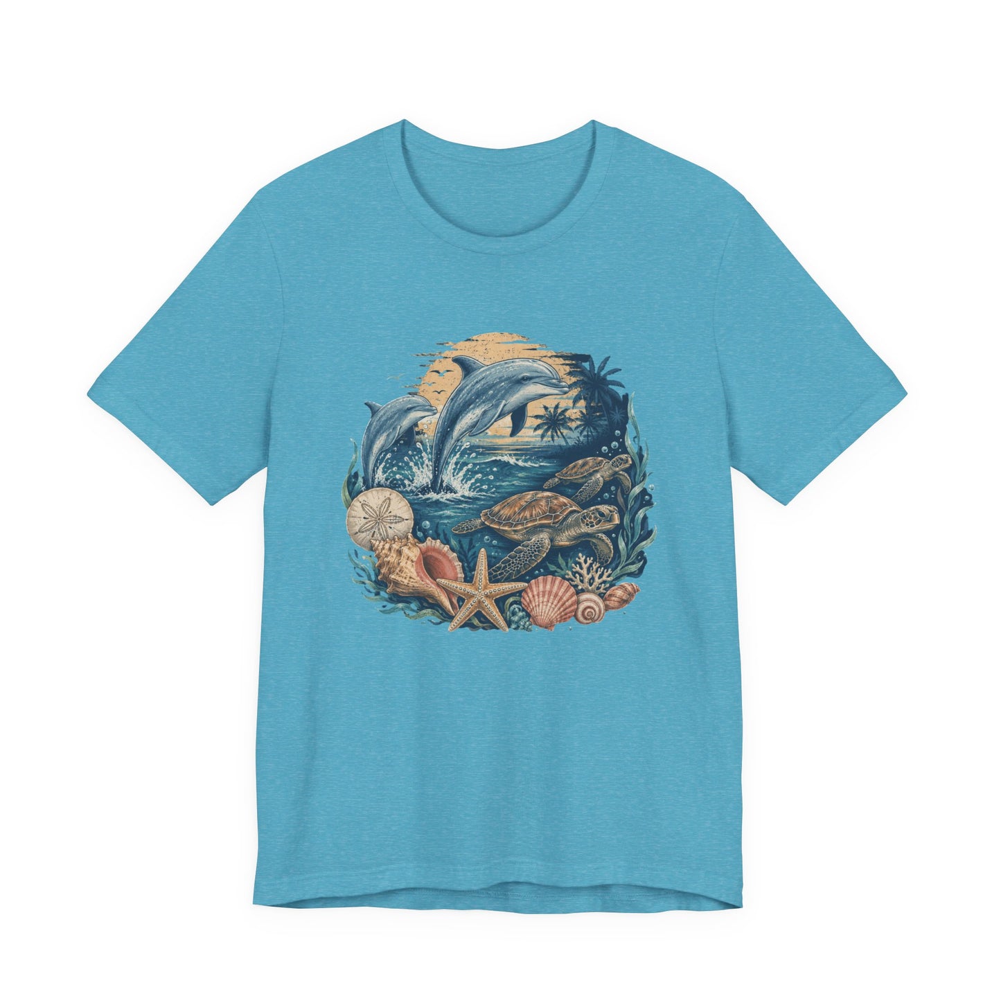 Ocean Life Tee — Vintage Dolphin & Seashell Beach Shirt