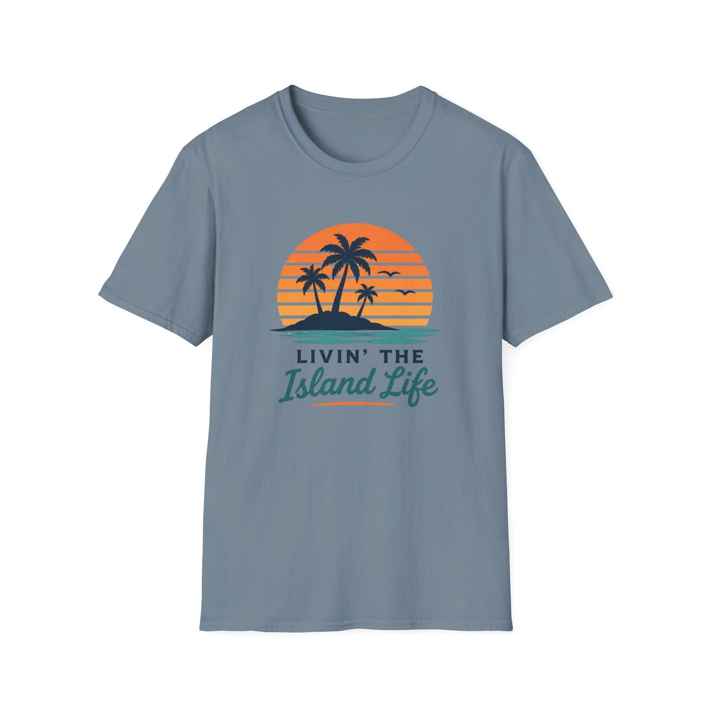 Island Life T-Shirt — "Livin' The Island Life" Retro Palm Sunset Tee