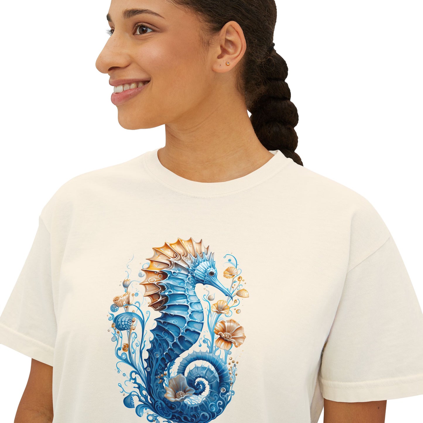Seahorse Watercolor Women's Boxy Tee