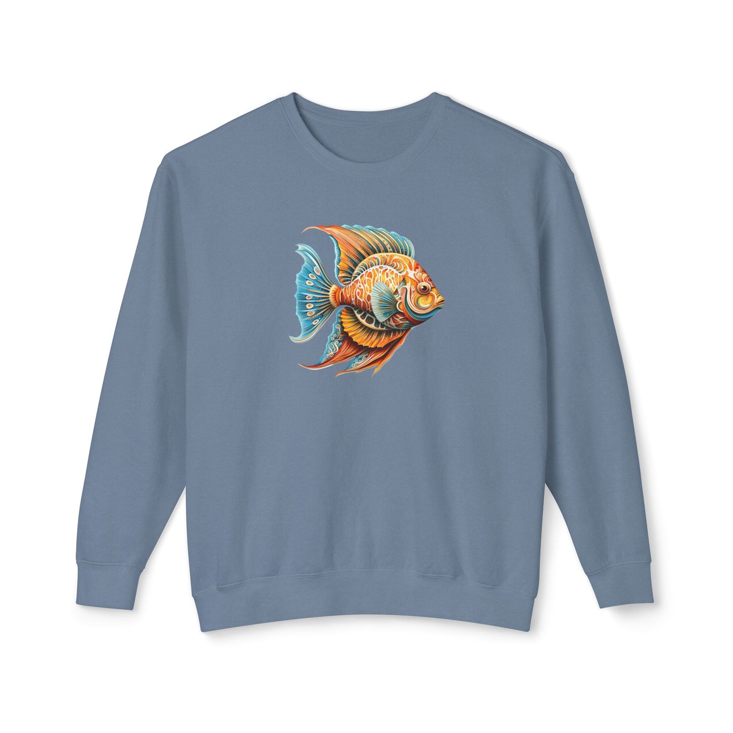 Beach Club Vibrant Fish Art Unisex Lightweight Crewneck Sweatshirt