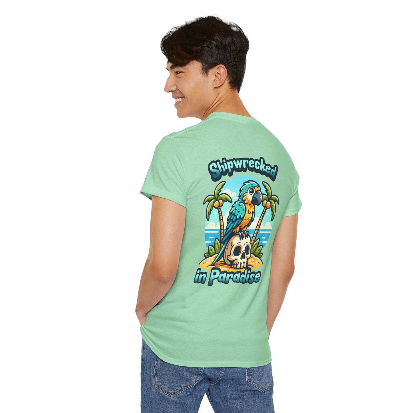 Shipwrecked in Paradise Tropical Unisex Heavy Cotton T-Shirt