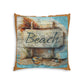 Rustic Beach Sign Brown Tufted Floor Pillow, Square at Caribbean Rays