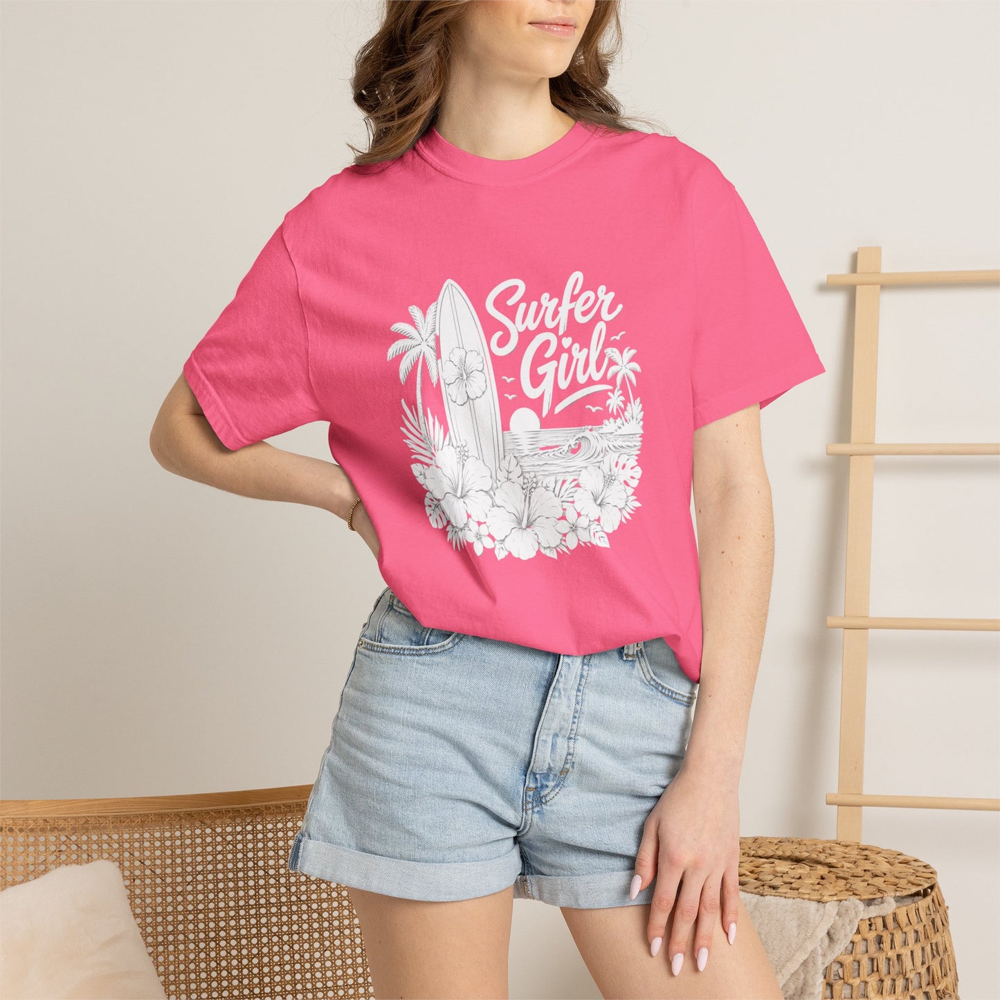 Surfer Girl Graphic Tee — Vintage Beach Surf T‑Shirt