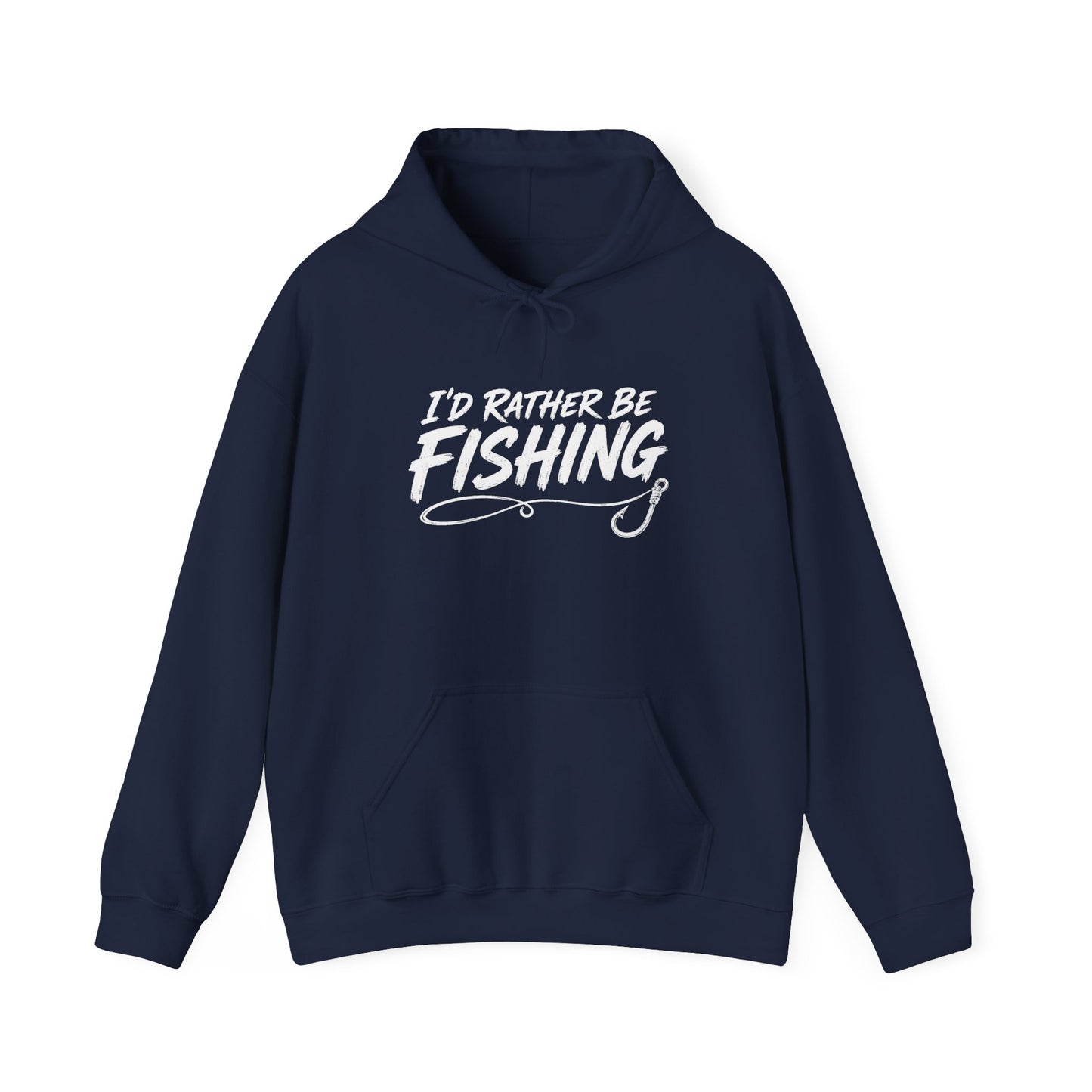 Fishing Hoodie – "I'd Rather Be Fishing" Graphic Pullover for Anglers