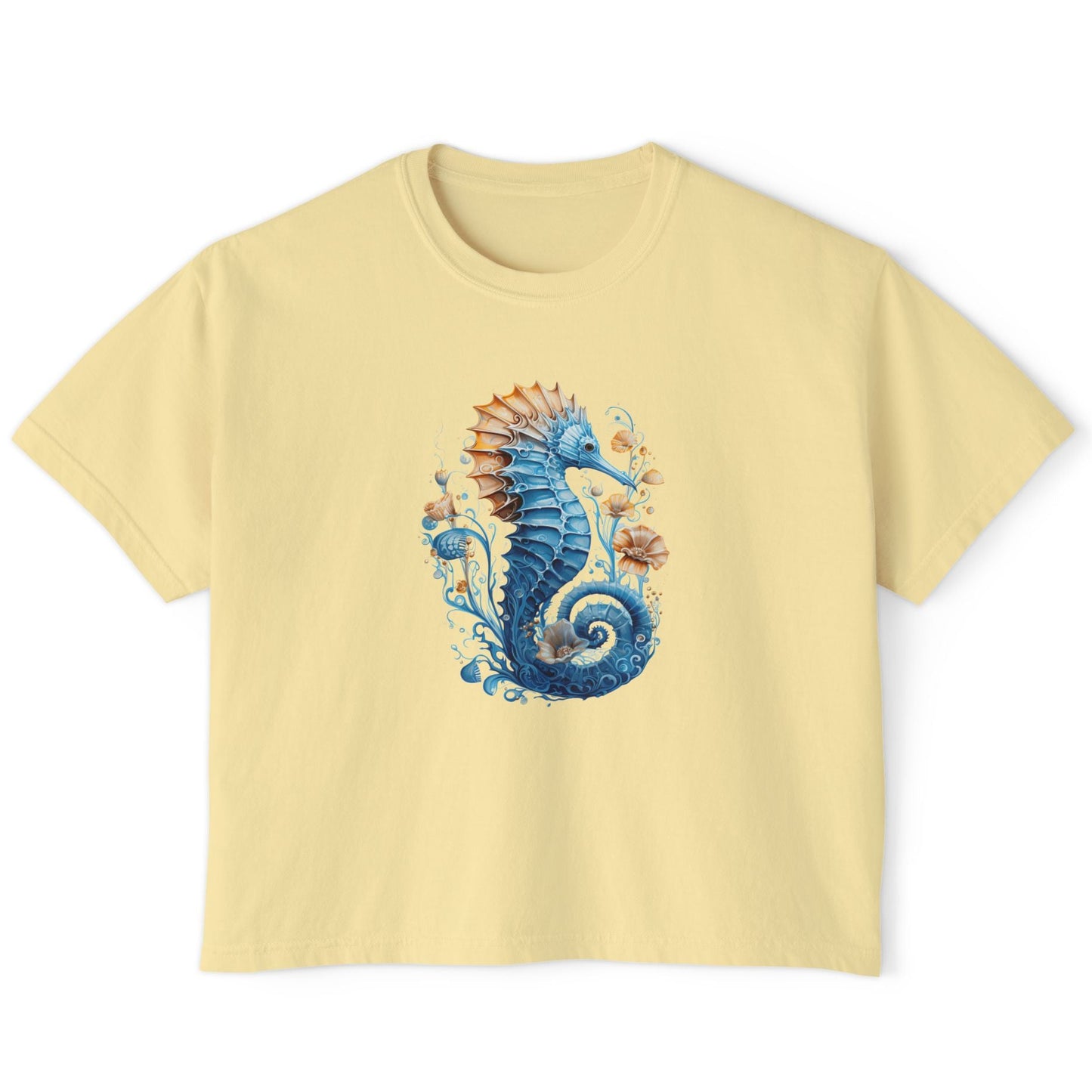 Seahorse Watercolor Women's Boxy Tee at Caribbean Rays