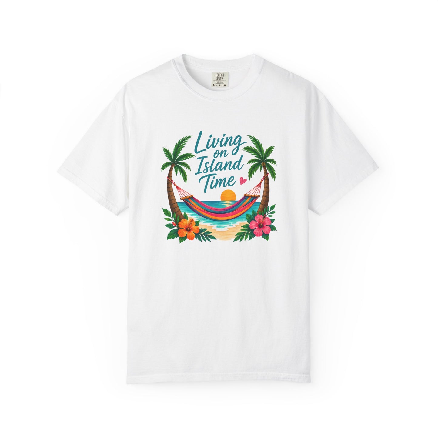 Island Time T-Shirt — "Living on Island Time" Tropical Hammock Tee