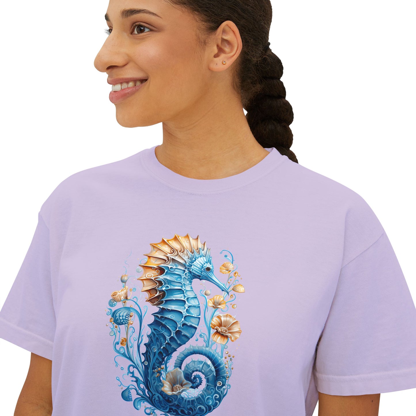 Seahorse Watercolor Women's Boxy Tee