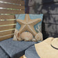 Coastal Starfish Outdoor Pillow — Beach Seashell Patio Cushion