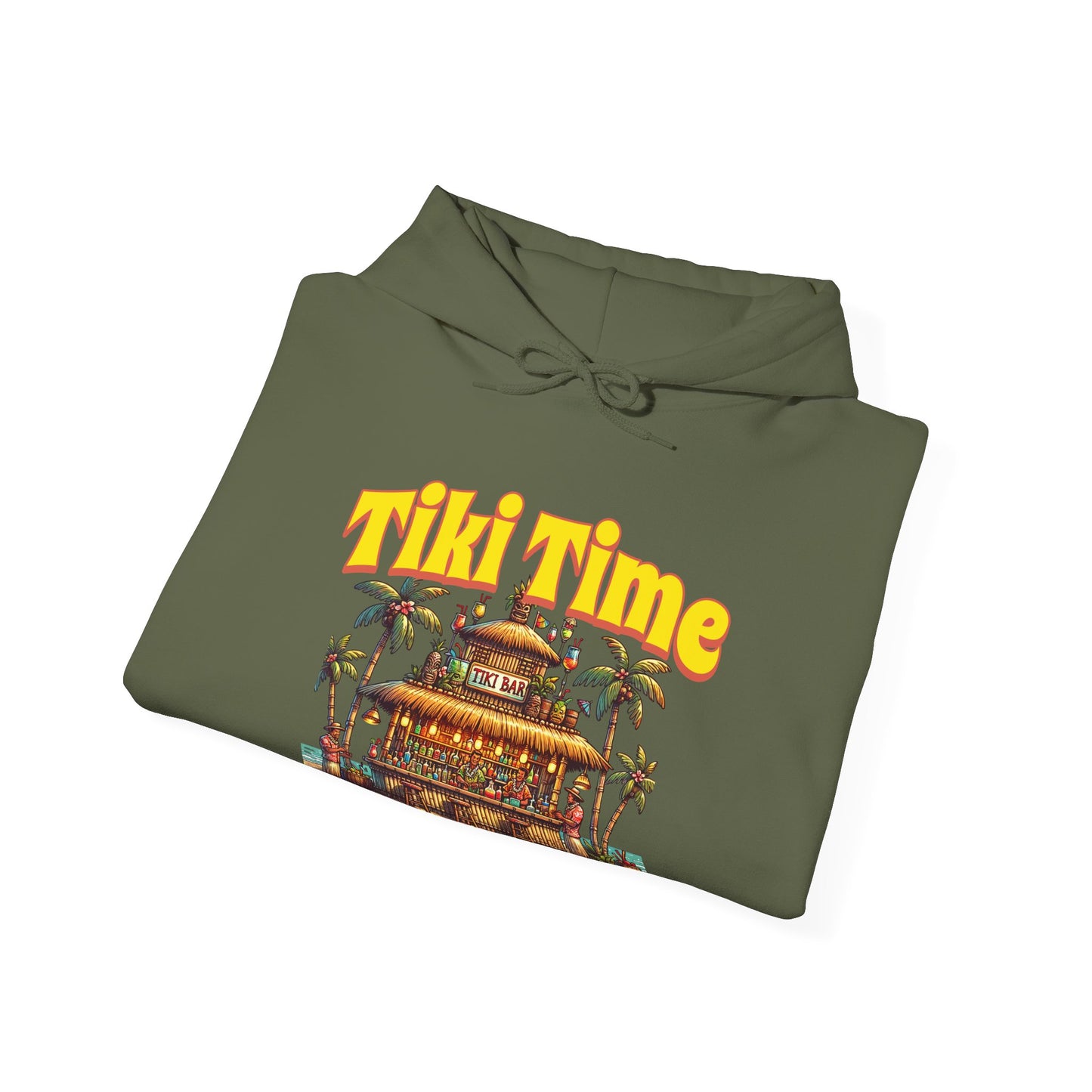 Tiki Time Unisex Hooded Sweatshirt - Tropical Vibes for Vacation Lovers