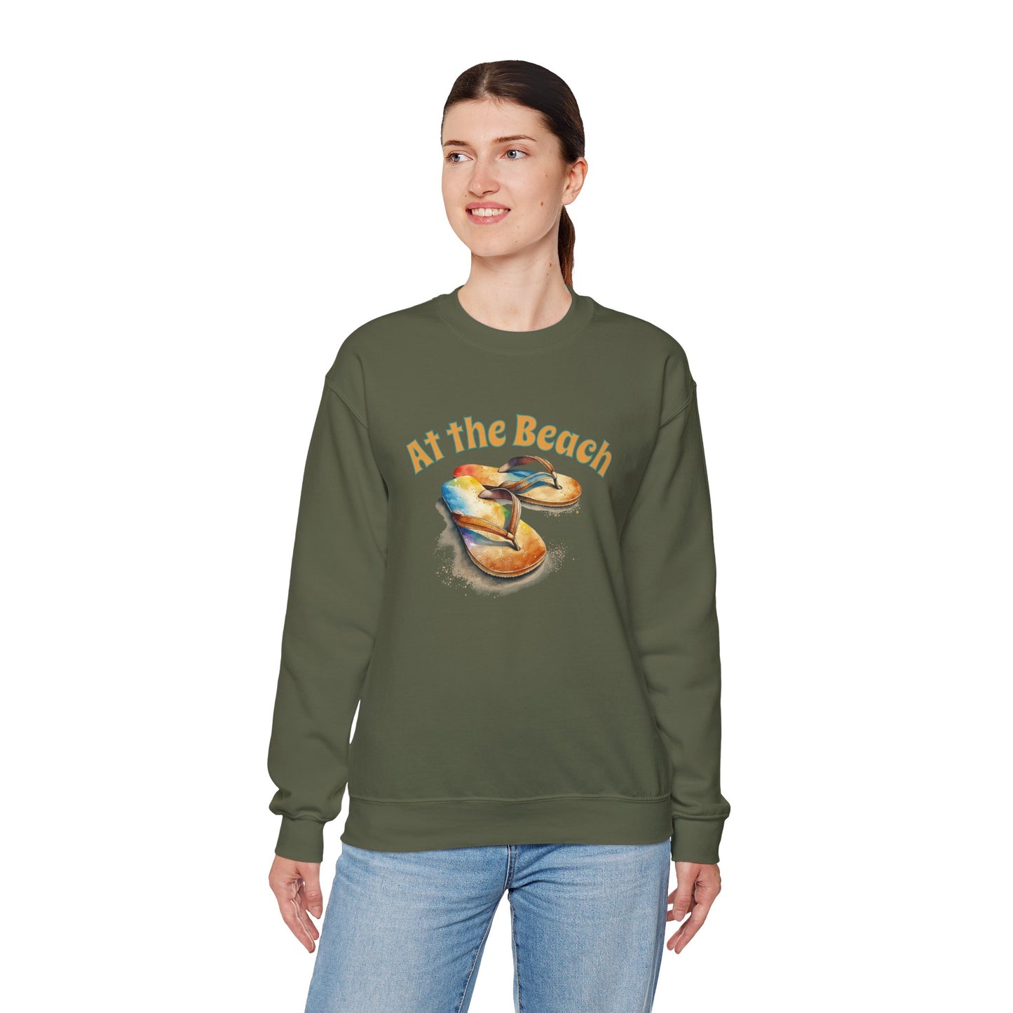 At the Beach Flip Flop Unisex Sweatshirt - "At the Beach" Flip Flop Design