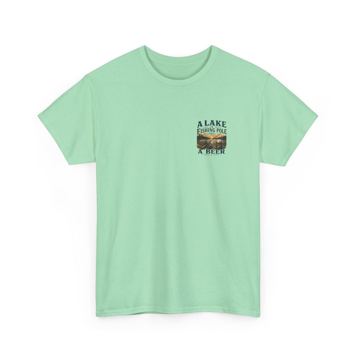 Fishing Tee — "A Lake, A Fishing Pole, A Beer" Graphic Shirt