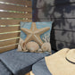 Coastal Starfish Outdoor Pillow — Beach Seashell Patio Cushion