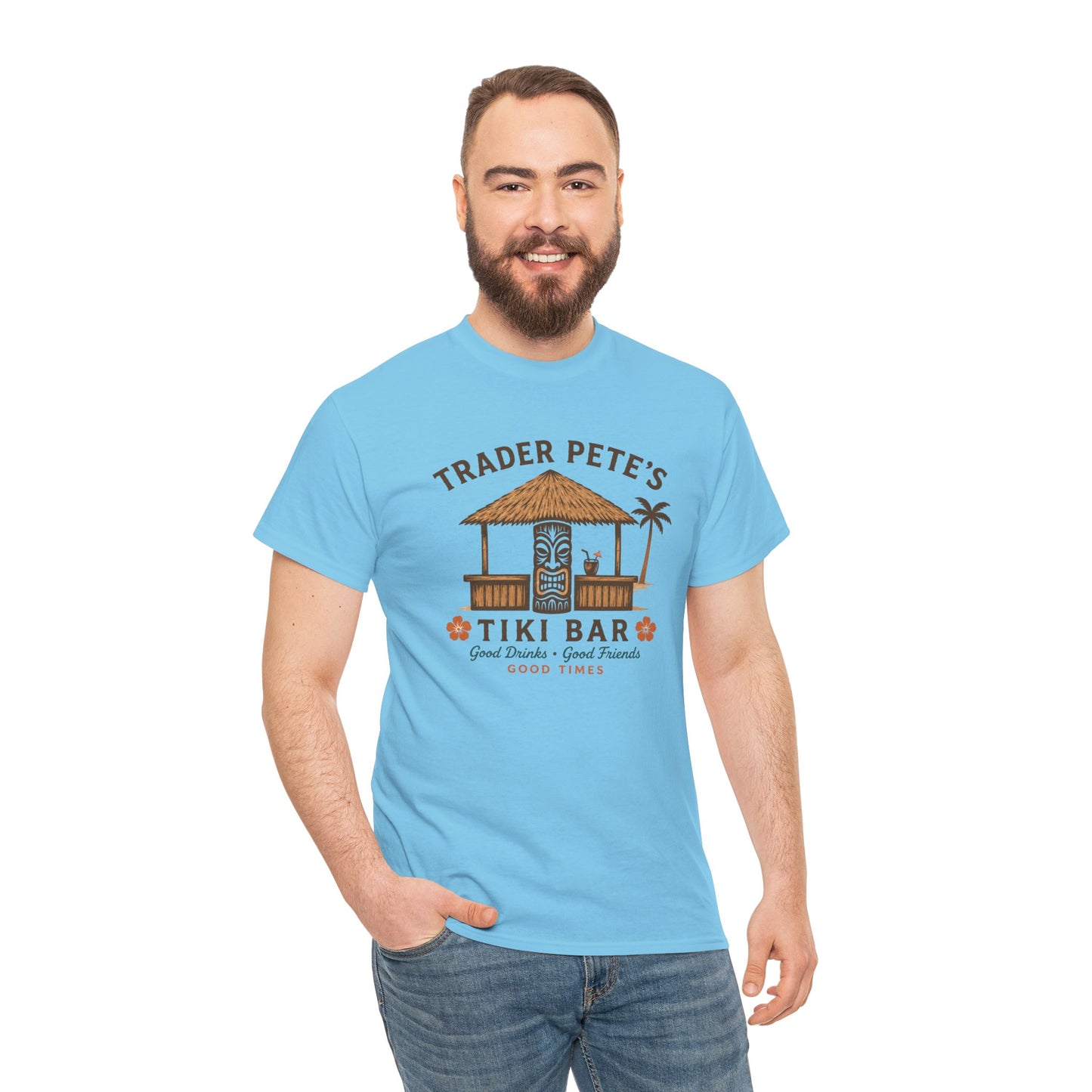 Trader Pete's Tiki Bar Tee — Retro Tropical Vacation Shirt