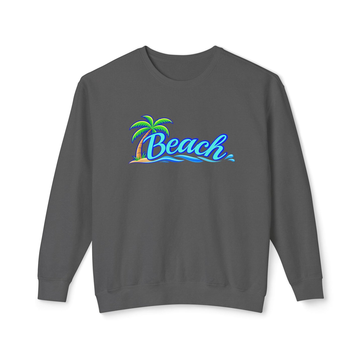 Beach Graphic Crewneck Sweatshirt — Palm Tree Retro Surf Vibe