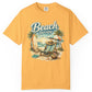 Mellon t-shirt with 'Beach therapy' graphic design on a white background