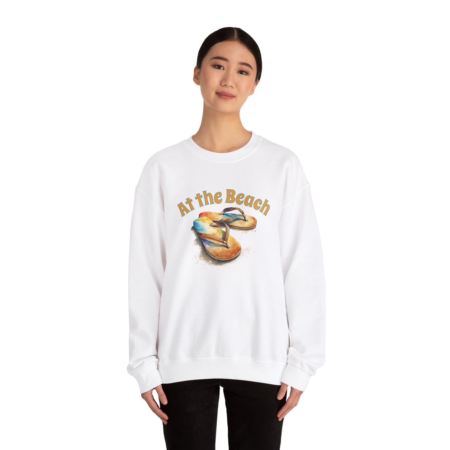 At the Beach Flip Flop Unisex Sweatshirt - "At the Beach" Flip Flop Design