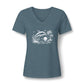 Dolphin Beach Sunset Graphic-Women’s V‑Neck Tee